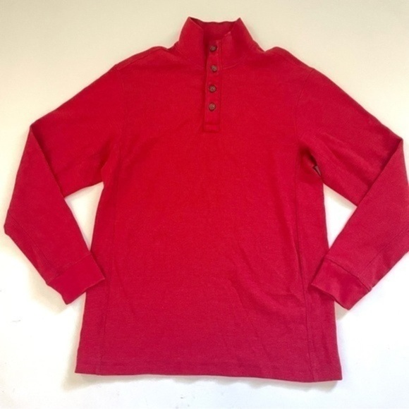 Duluth Mens Burley Thermal Button Mock Neck Shirt Red - Picture 1 of 5